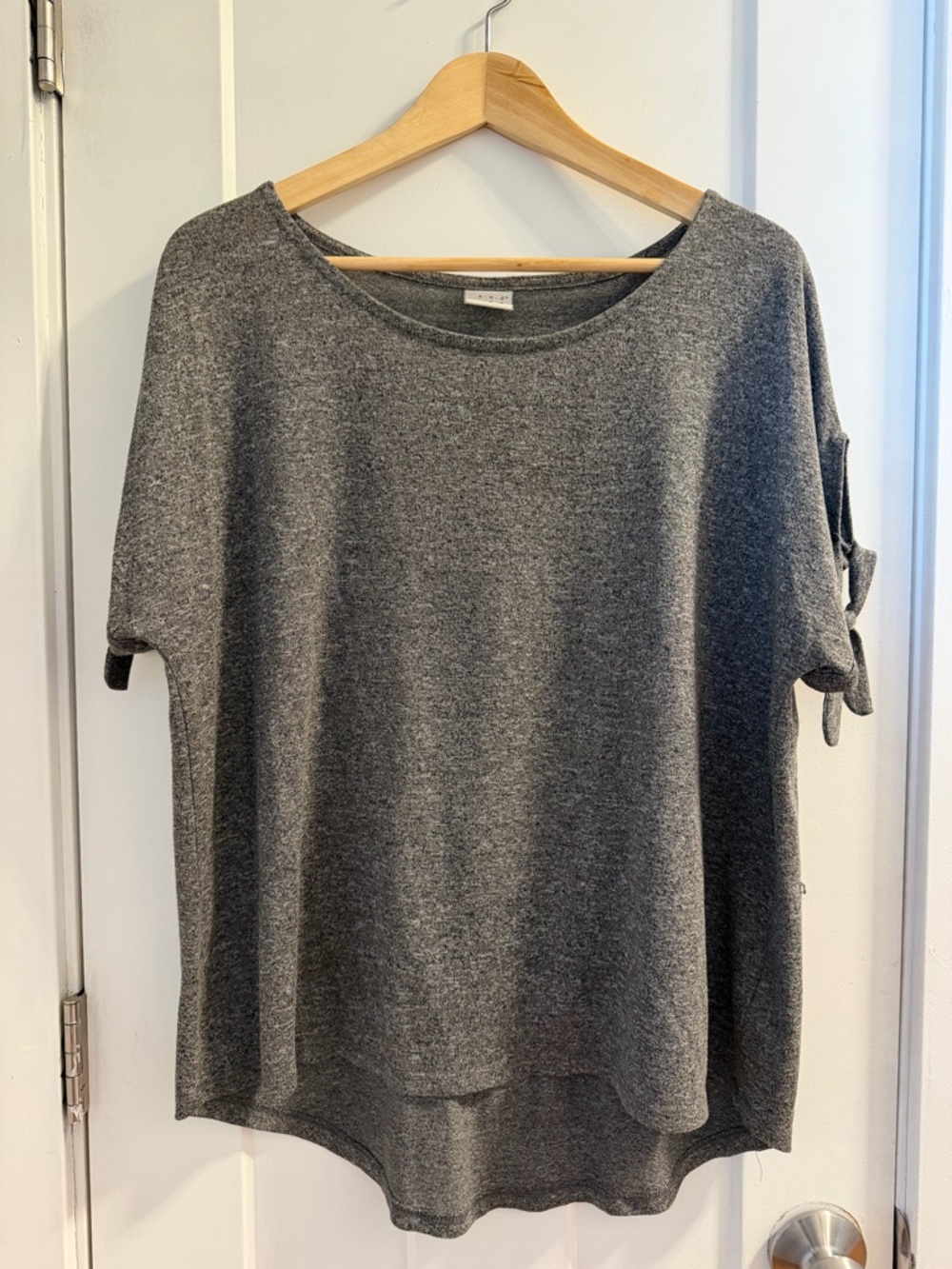 a new day Gray Short-Sleeve Tie Detail Knit Top